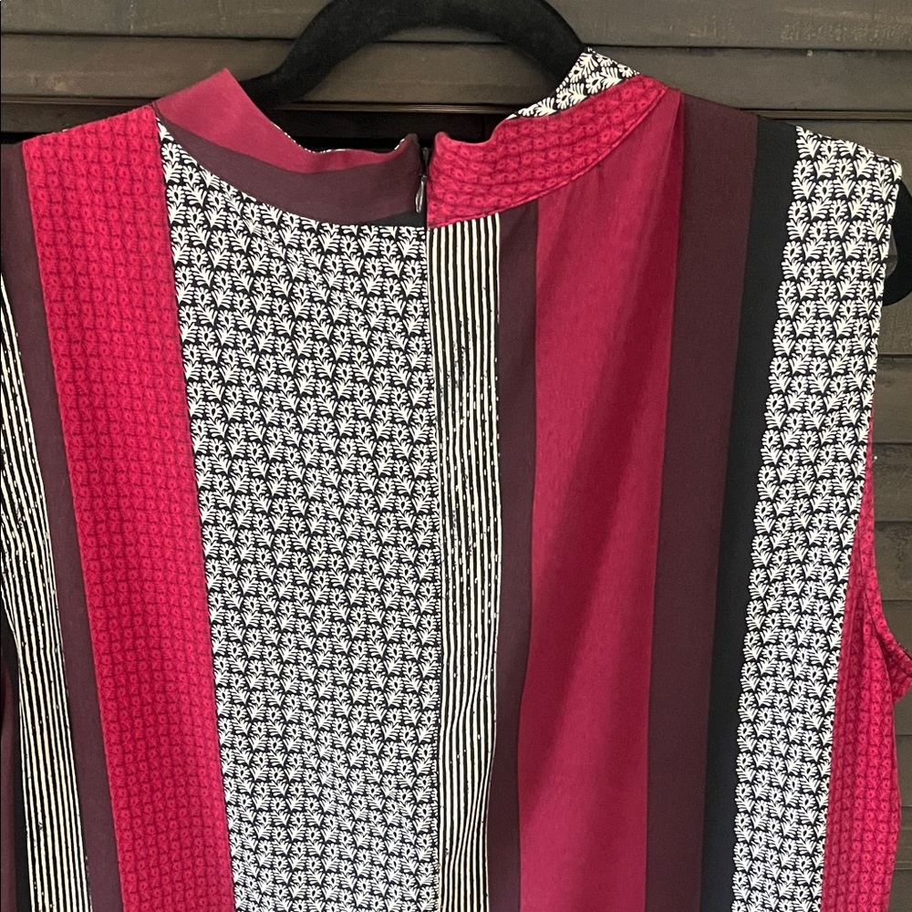 Alfani red, burgundy,Black Striped Blouse - Picture 4 of 7